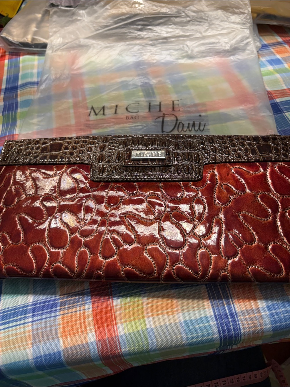 Miche Dani Women's Brown Croc-Trim PURSE COVER ( 12x7)